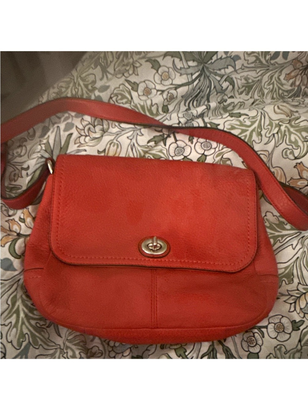 Coach Red Leather Turnlock Crossbody Bag